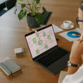 A Professional Workspace featuring a Laptop and Tools for Mind Mapping and Creativity Website